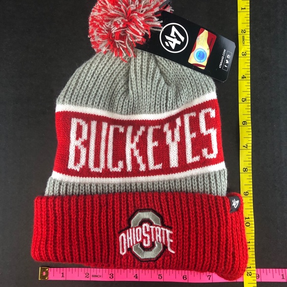 Ohio State Buckeyes Winter Knit Hat w/ Cuff NWT OSU Pom NEW FortySeven Brand '47 - Picture 13 of 14